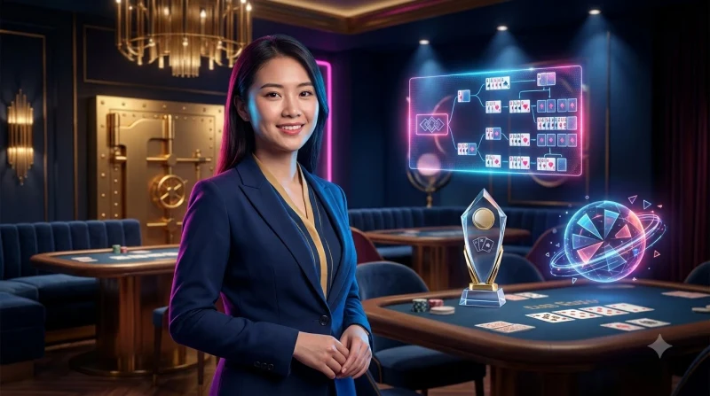 bo-bai-tay-xep-thanh-phom-tren-ban-choi-voi-chip-vang-minh-hoa-luat-phom-f8bet Bộ bài tây xếp thành phỏm trên bàn chơi với chip vàng, minh họa luật phỏm F8BET