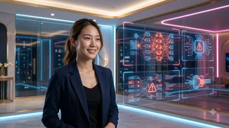 Điện thoại thông minh hiển thị trang lỗi kết nối, ánh sáng neon và vàng trên bàn bóng, minh họa tầm quan trọng của việc xử lý lỗi website sớm