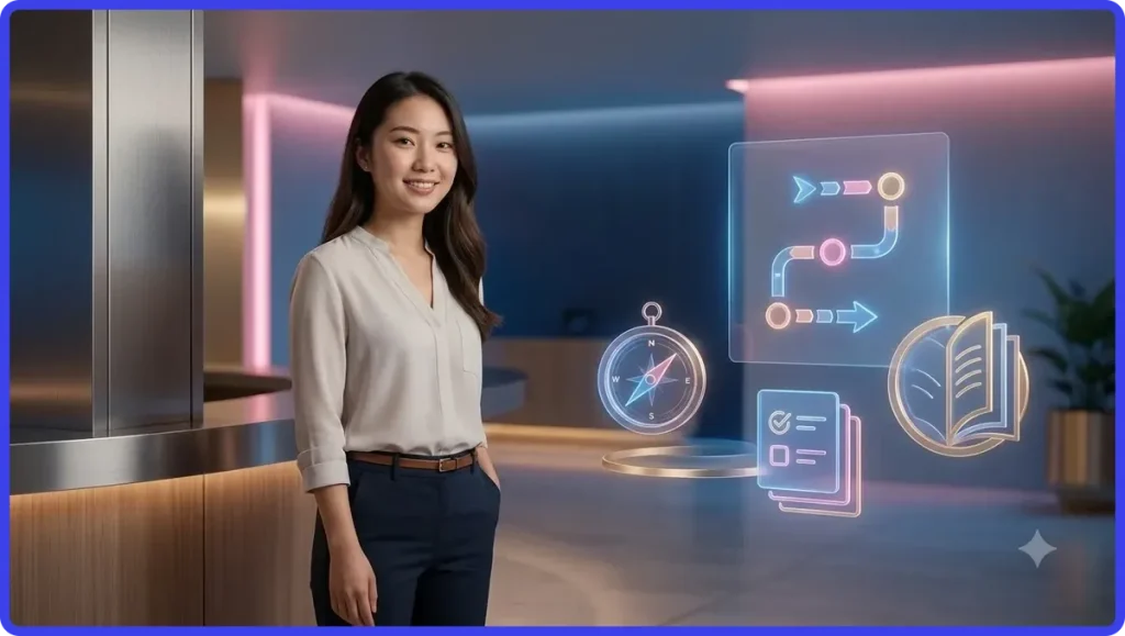 Người xem hướng dẫn trực quan với biểu tượng tài liệu và bảo mật