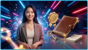 Kính lúp soi chi tiết điều khoản và điều kiện nền tảng trực tuyến trên tài liệu hologram