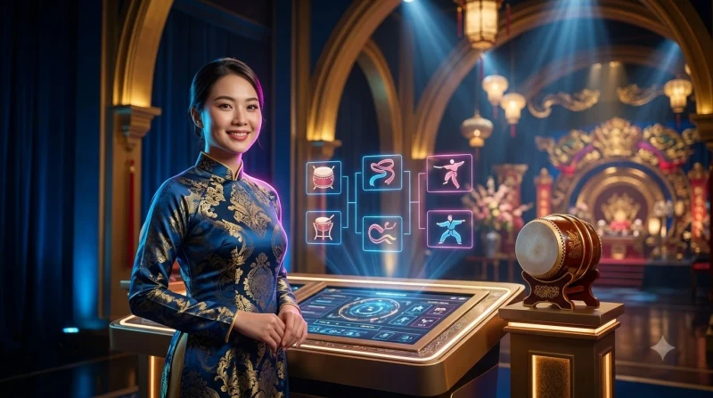 Máy tính bảng trong suốt hiển thị lưới lịch thi đấu phát quang với các bộ lọc tương tác