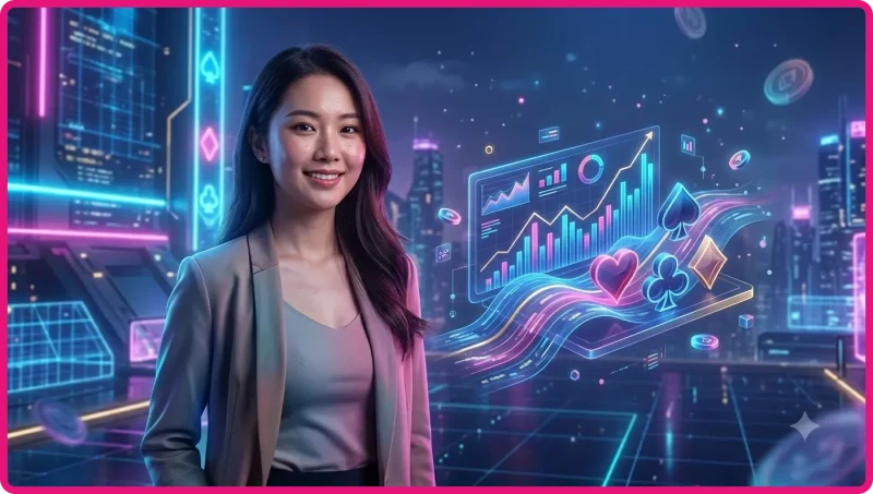 Minh họa người chơi nghiên cứu luật bài Tiến Lên trên giao diện kỹ thuật số cao cấp.