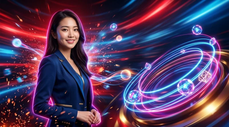 Quy trình ba bước nhận vòng quay miễn phí nền tảng trực tuyến với các tấm kính nổi và đường kết nối phát sáng